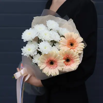 Букет 34 из хризантем и гербер