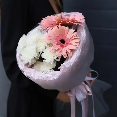 Букет 36 из хризантем и гербер