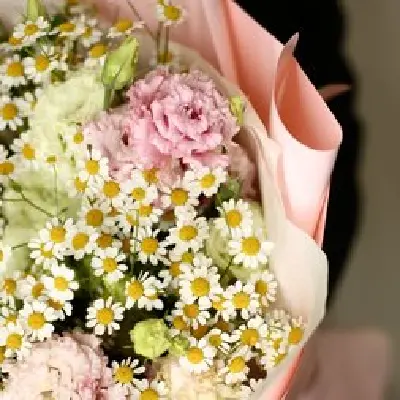 Букет 633 из эустомы и танацетума