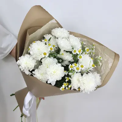 Букет 785  из хризантем и танацетума