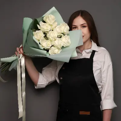 Букет 90 из белых роз