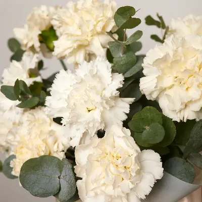 Шляпая корбка 869 из диантусов и эвкалипта