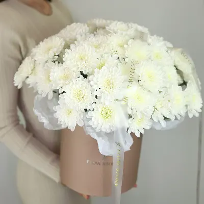 Шляпная коробка 900 из хризантем